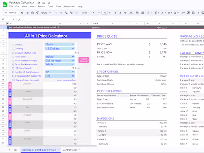 Package & Price Calculator of Neon Signs Shipment