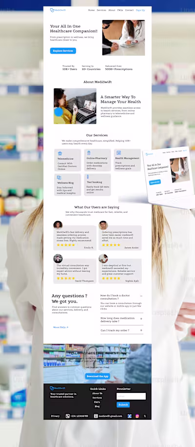 Minimalist Healthcare Website (MediSwift)