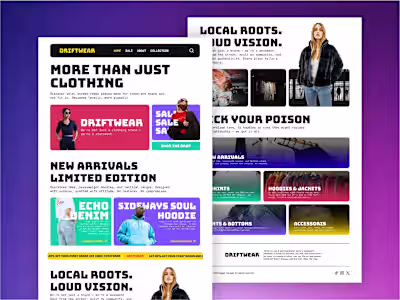 UI/UX Design: Bold Design Website for Fictional Streetwear Brand