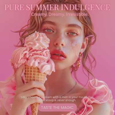 High-end AI-powered food advertising creatives. Blending fas...