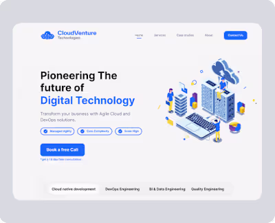 Cloud venture Landing page design