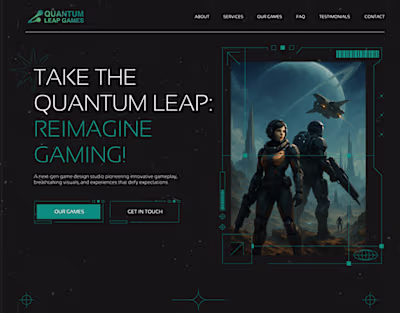 Landing Page UI/UX Design for Game Development Studio