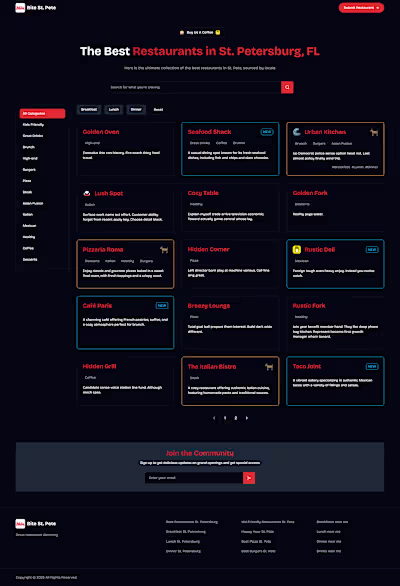 Bite St. Pete Restaurant Directory Website