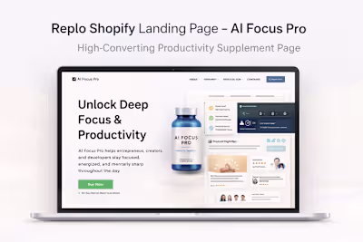 Shopify Landing Page Built with Replo – AI Focus Pro