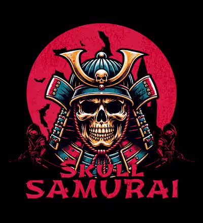 Unique samurai skull T-shirt Design Template