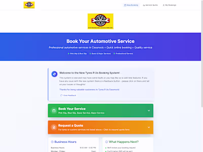 Tyres R Us Booking System Development