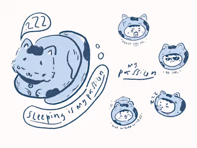 Sleepy(head) Cat | Illustration Project