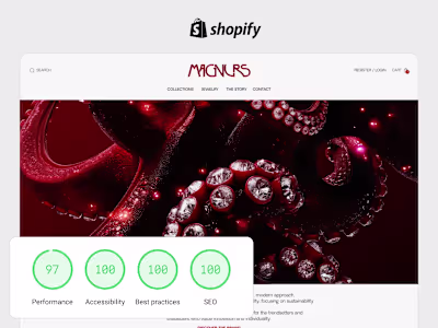 Magnurs - custom Shopify theme for an ethical luxury jewellery b