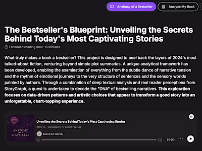 Bestseller Narrative Analytics Platform