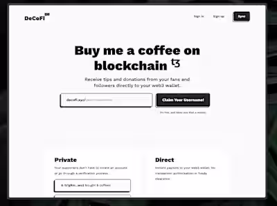 DeCoFi | Buy me a coffee on Blockchain