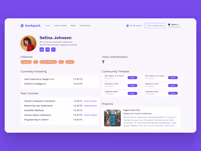 Backpack - redesign of a student portal | Uppsala University