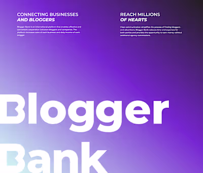 Blogger Bank | Brand Identity | UX/UI Design