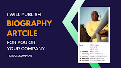 I will publish biography news article about you or company