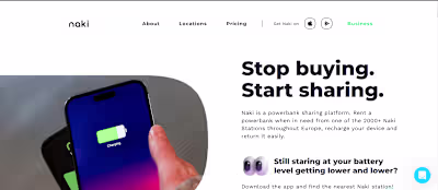 Interactive Web Design for Naki - Powerbank Sharing Stations