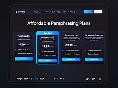 Dark Mode Subscription Screen – SaaS UI