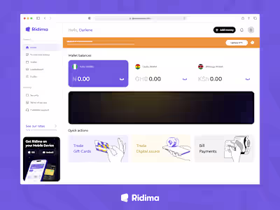 Ridima Web App - All-in-One Nigerian Fintech Platform