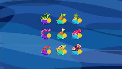 Food icons animation (Rive) for FeedTheFish mobile game
