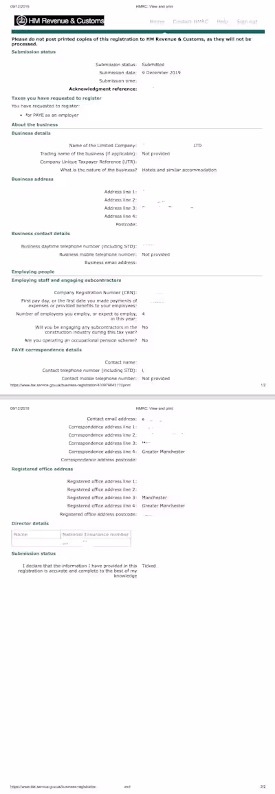 PAYE registration