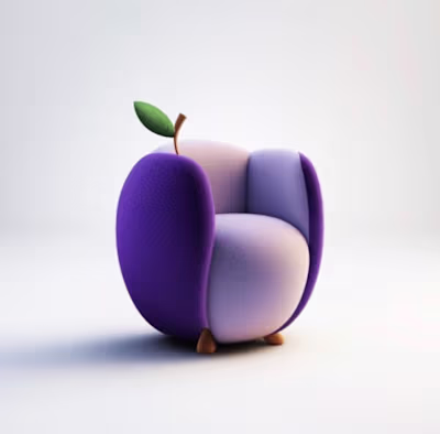 AI generated furniture ideas, for Juice shop 