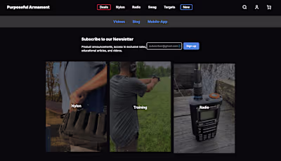 Purposeful Armament Ecommerce Website