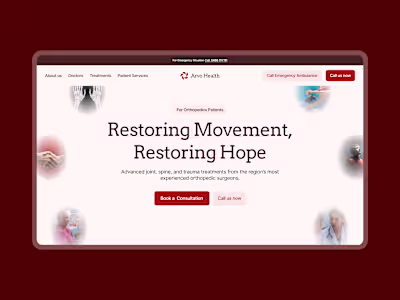 Arvo Health - An Orthopedics Hospital Landing Page Design