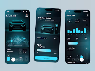 Smart Car Charging App UI Design