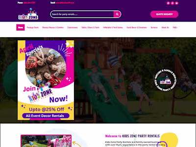 Kids Zone Party Rentals Website Re-Design