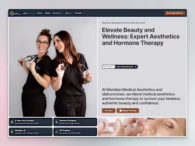 "Meridian Medical Aesthetics" - Framer Website