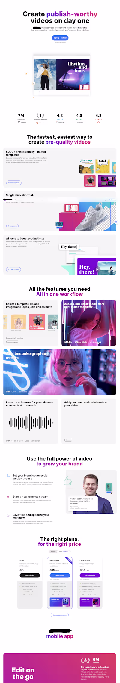 Website landing page