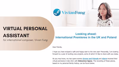 Virtual personal assistant for international composer