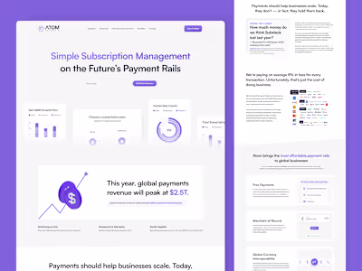 Atom Payments - Investor UI UX Landing Page