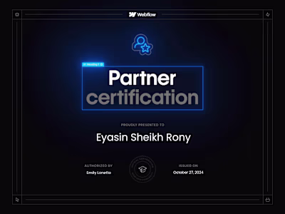 Webflow Partner Certificate