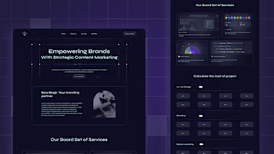 DARK THEMED LANDING PAGE FOR CONTENT MARKETING AGENCY