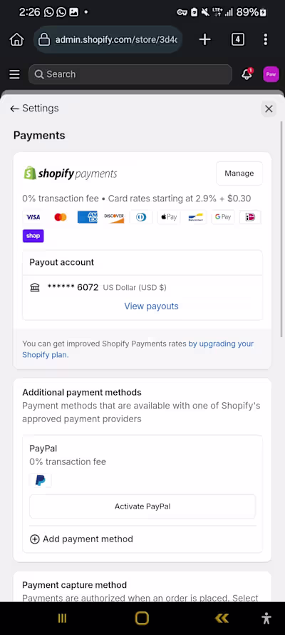 Shopify payment gateway integration 