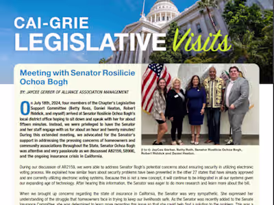 Article Writing: CAI Legislative Visits