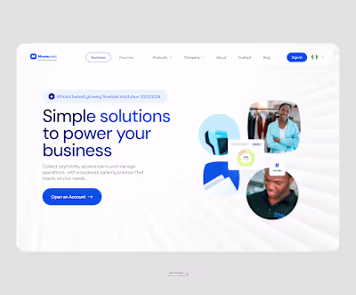 Redesign of Moniepoint's Website Hero Section 
