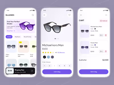 Luxury Sunglasses Shopping App Design