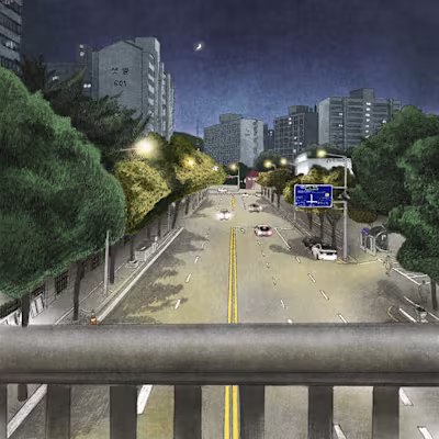 The night view of our neighborhood