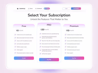 Gradient Pricing Cards for SaaS Products