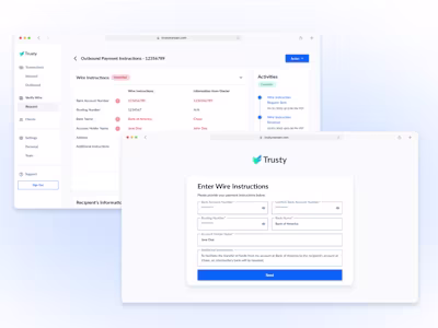 Wire Instruction Verification Feature for Trusty