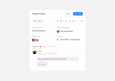 Ticketing in light and dark mode