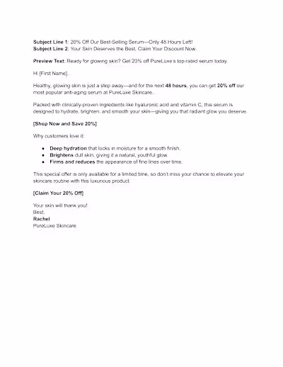 Glow Now - Limited-Time Sale Email