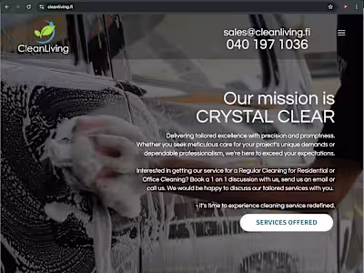 Cleanliving Oy - Web Design Project using Wix