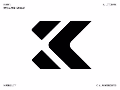 A “K” lettermark featuring an arrow, dynamic movement, and a...