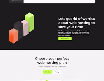 A Full landing page of a web hosting platform