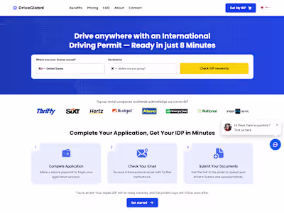 DriveGlobal Webflow Landing Page Development