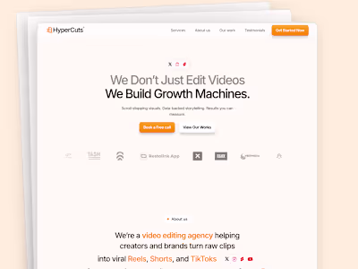 Video editing agency landing page