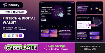 Finteezy - Fintech Startup & Digital Wallet HTML5 Website