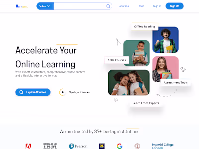 Landing Page design for online learning platform