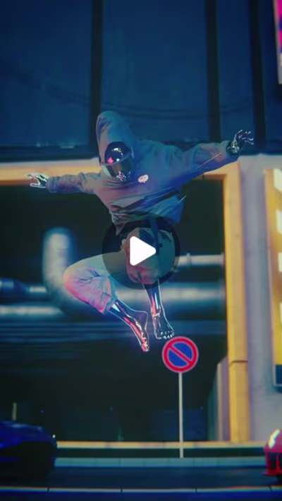 cyber punk 3d scene 